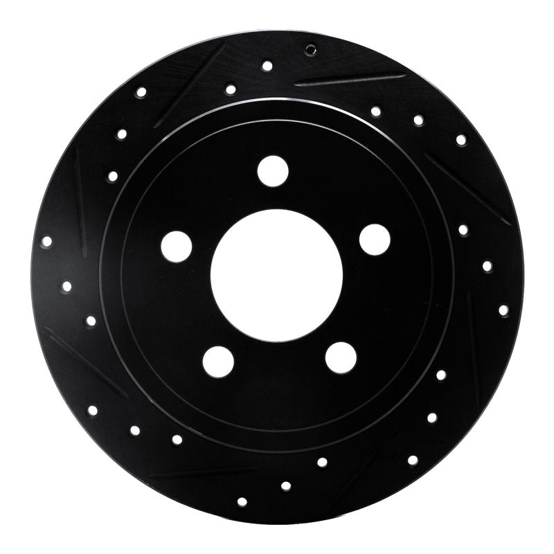 Jeep Liberty Brake Rotor (1) - Rear Left - R1 Concepts - Drilled & Slotted - Black - `03-`07
